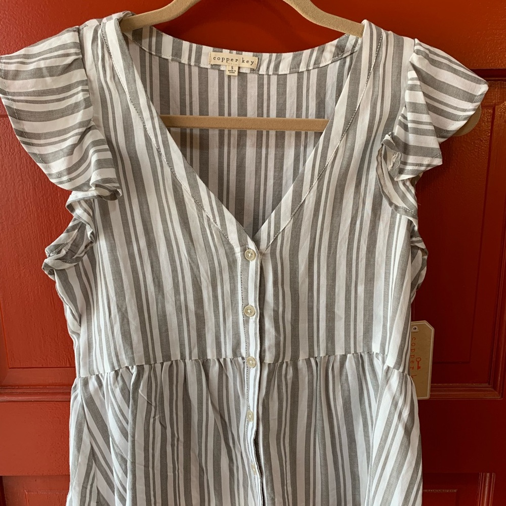 NWT Grey & White Striped Blouse